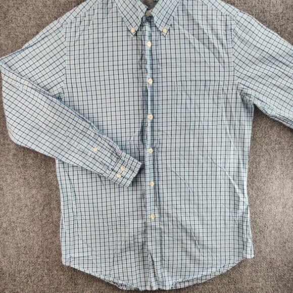 Brooks Brothers Small Regent Blue Plaid Long Sleeve Button Up Shirt All Cotton - Picture 2 of 16